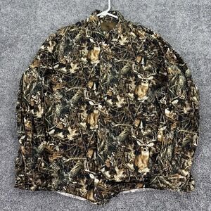 North River Shirt Mens 2XL Brown Camo Deer Button Up Cotton Hunting Outdoor